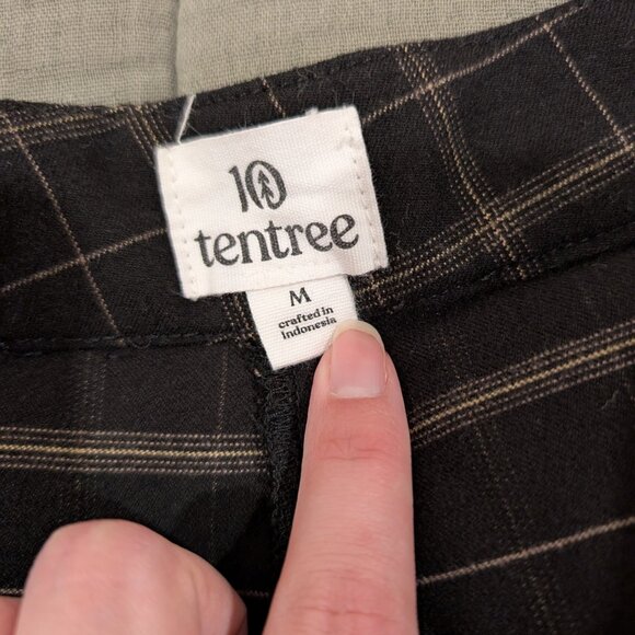 TENTREE soft ecotwill cropped pants in alpine plaid black fossil - Picture 6 of 7